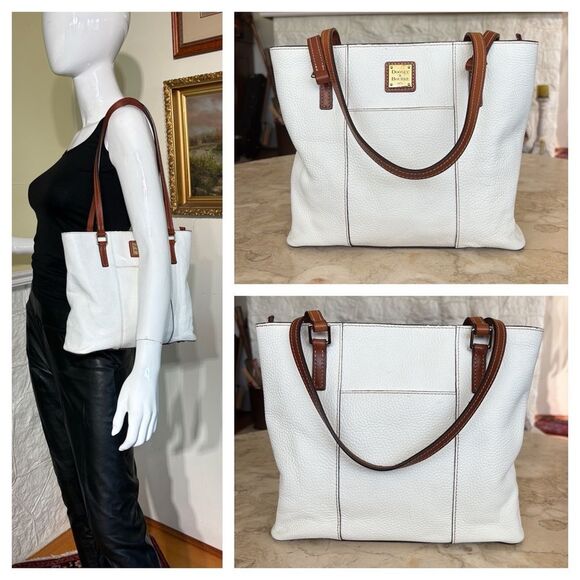 Dooney & Bourke Lexington WhitePebble Grain Leather Shoulder Tote Bag - Picture 1 of 16
